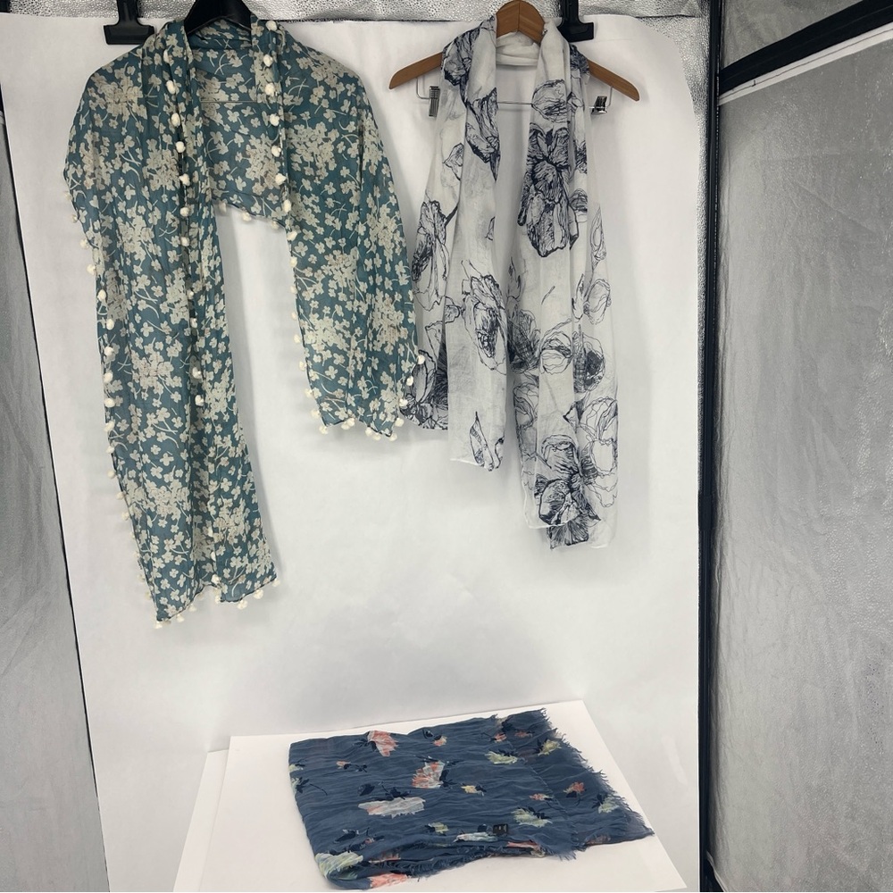 Floral and Patterned Scarves Set Lot of 3